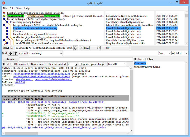 `gitk` 히스토리 뷰어.