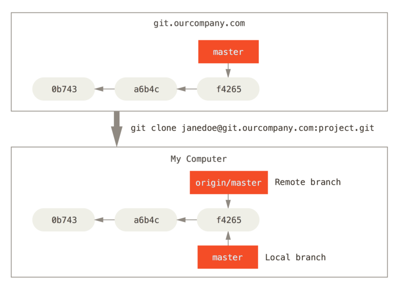 Server and local repositories after cloning.