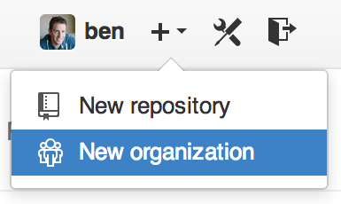 The ``New organization'' menu item.